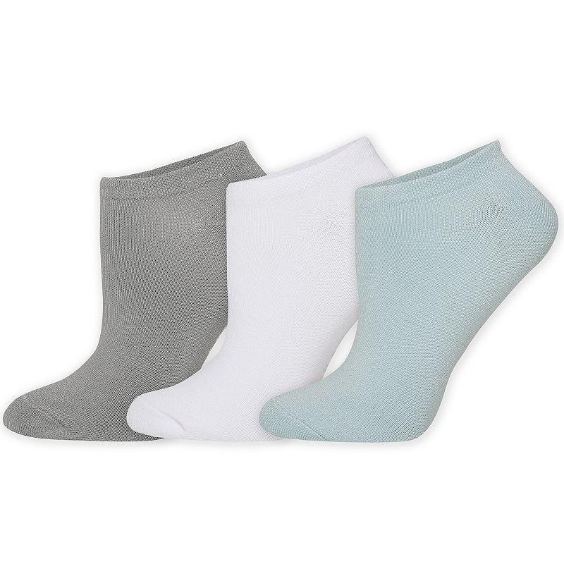 Womens Calvin Klein 3 Pack Supersoft Flat Knit No Show Socks Light Blue Product Image