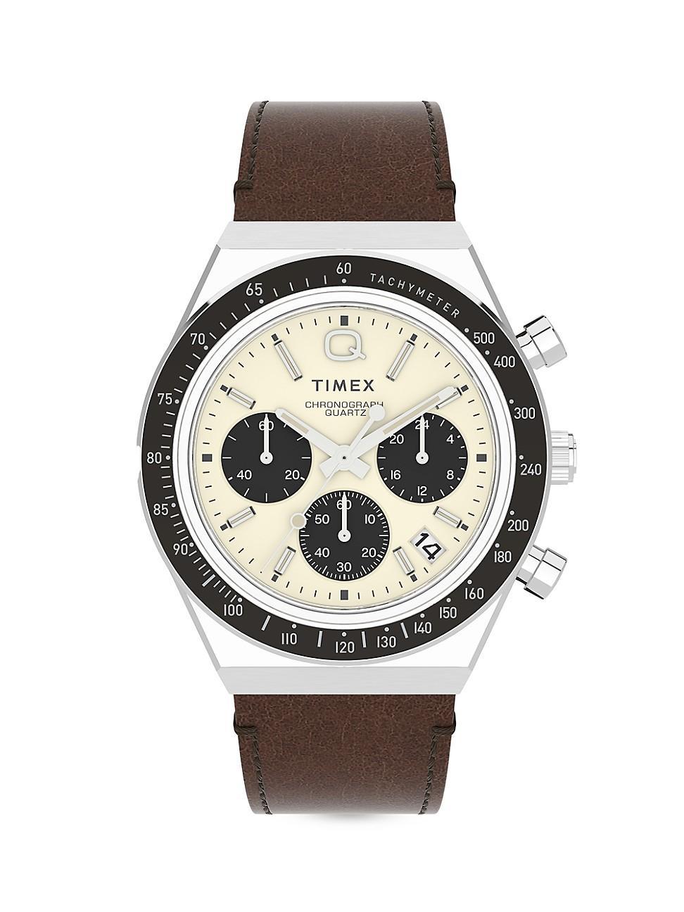 Timex Q Timex Chronograph Leather Strap Watch, 40mm Product Image