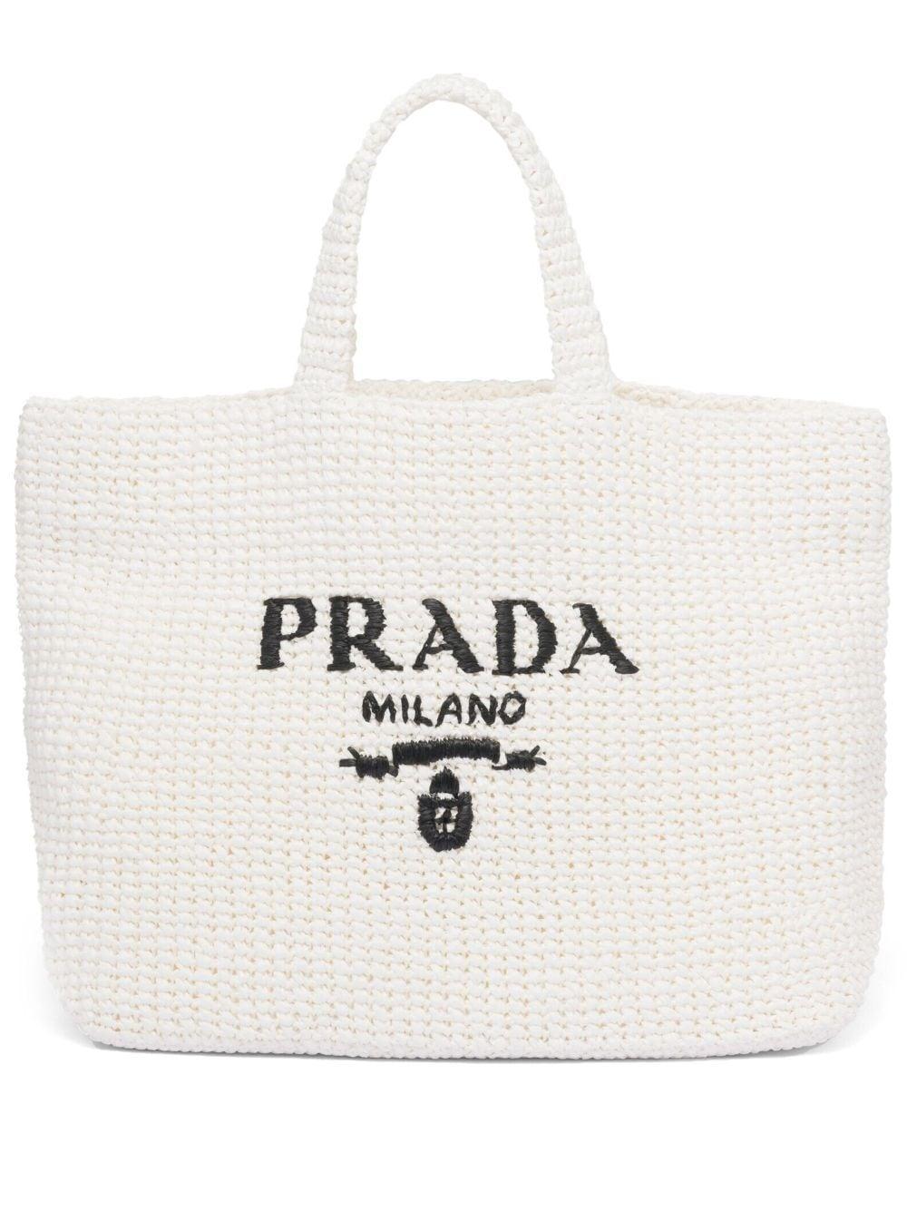 Raffia Tote Bag In White Product Image