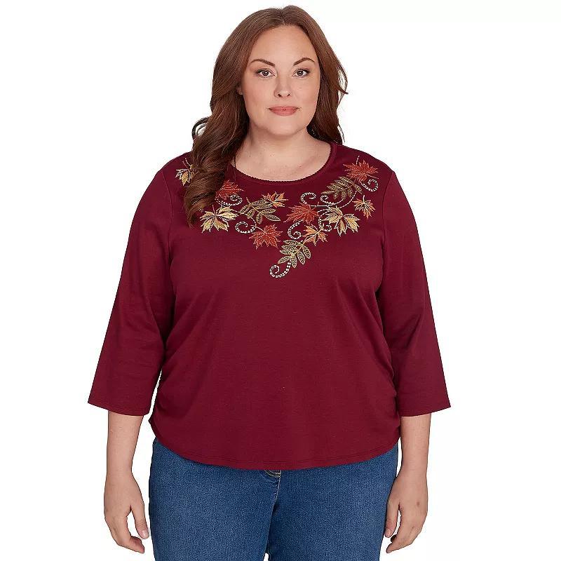 Plus Size Alfred Dunner Falling Leaves Top with Drawstring Closure, Womens Product Image