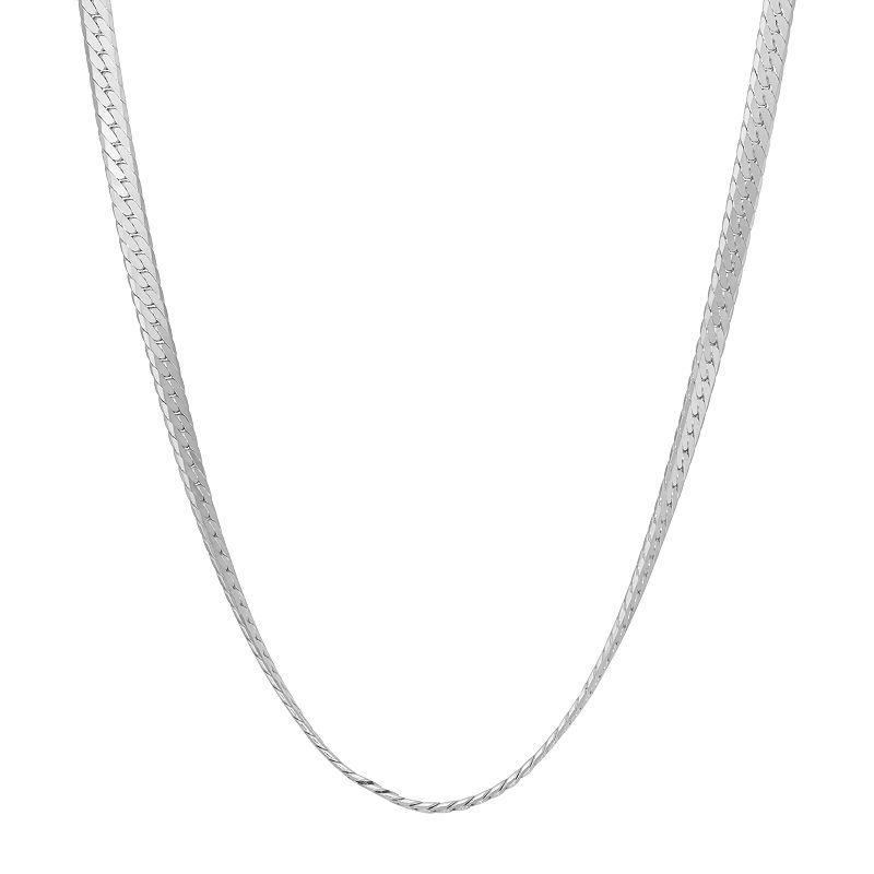 Jordan Blue Sterling Silver Herringbone Chain Necklace, Womens Grey Product Image