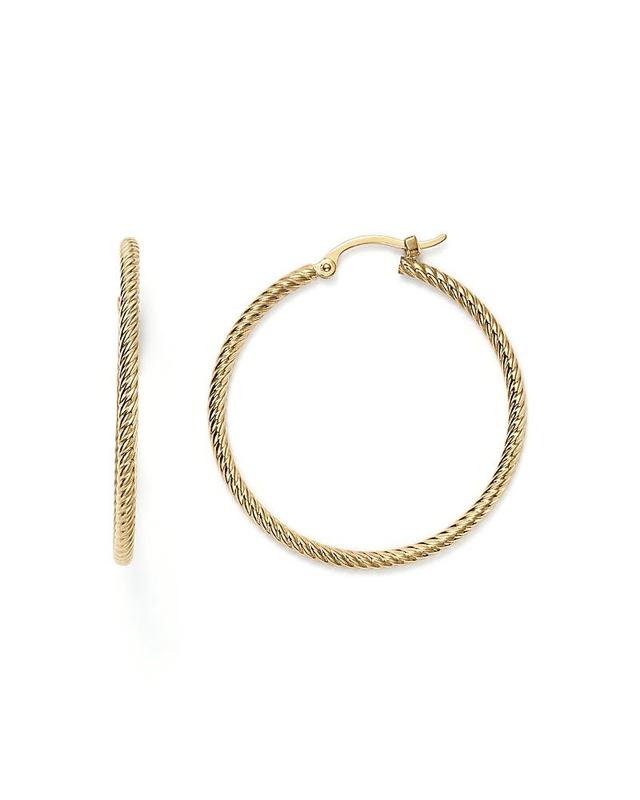 14K Yellow Gold Twisted Hoop Earrings - 100% Exclusive Product Image