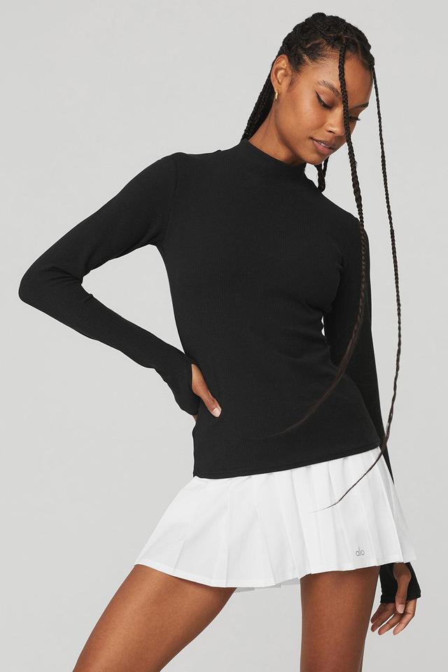 Wellness Rib Mock Neck Long Sleeve - Black Female Product Image