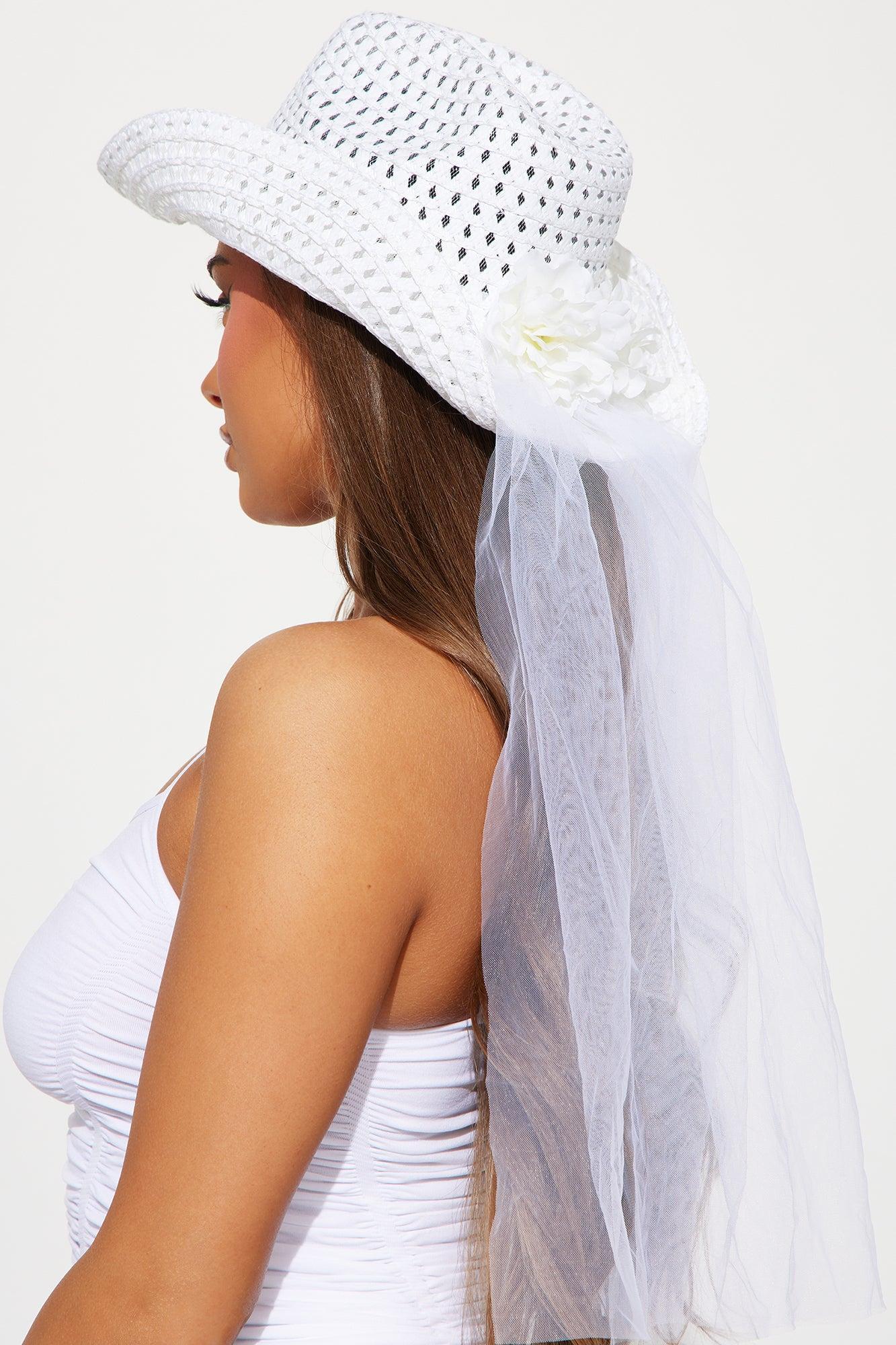 Let The Bells Ring Bride Cowboy Hat  - White Product Image