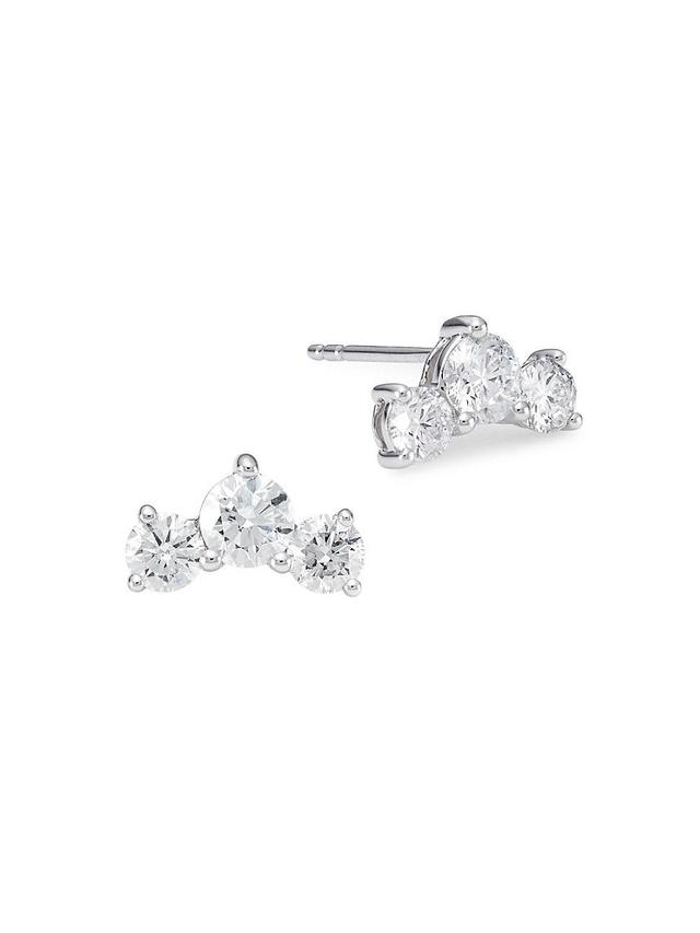 14K White Gold & Diamond Trio Stud Earrings Product Image