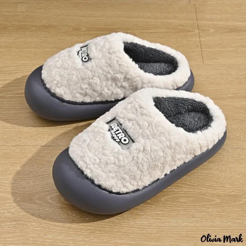 Olivia Mark – Autumn and winter new couple plush warm and cute couple cotton slippers Product Image