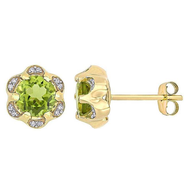 Stella Grace 14K Gold Peridot & Diamond Accent Stud Earrings, Womens Product Image