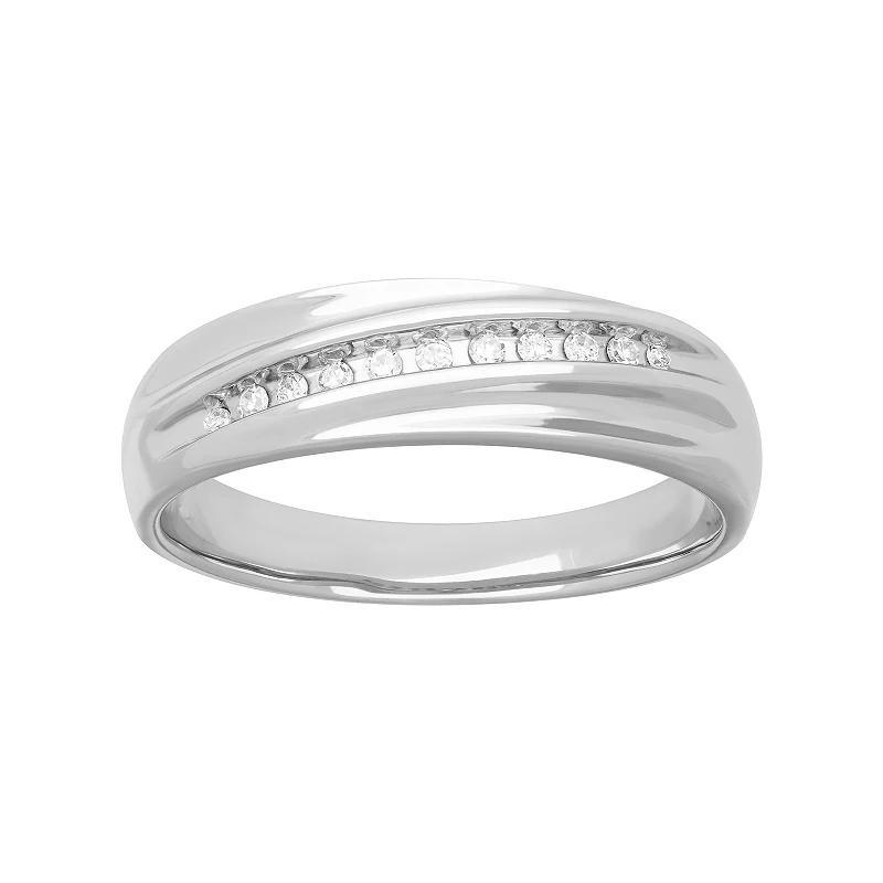 Mens Sterling Silver 1/10 Carat T.W. Diamond Wedding Band Product Image