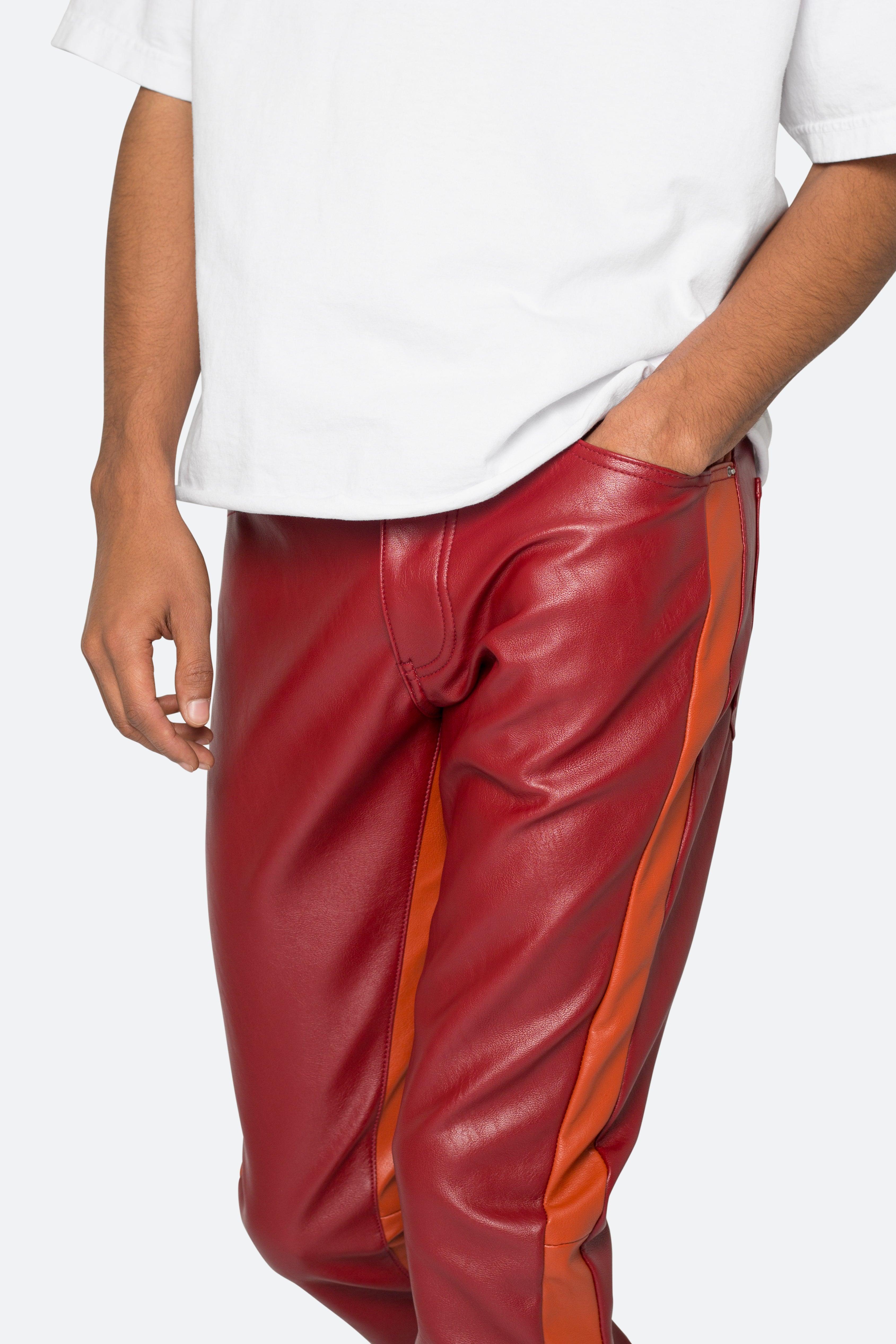 B518 Leather Flare Pants - Red/Orange Product Image