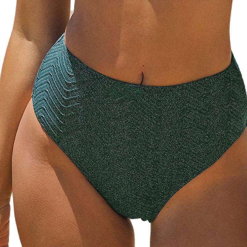 CUPSHE Green Wave High Waist Bikini Bottoms, Womens Product Image