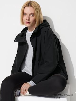 Womens Cotton Blend Parka with Water-Repellent Black 2XL UNIQLO US Product Image