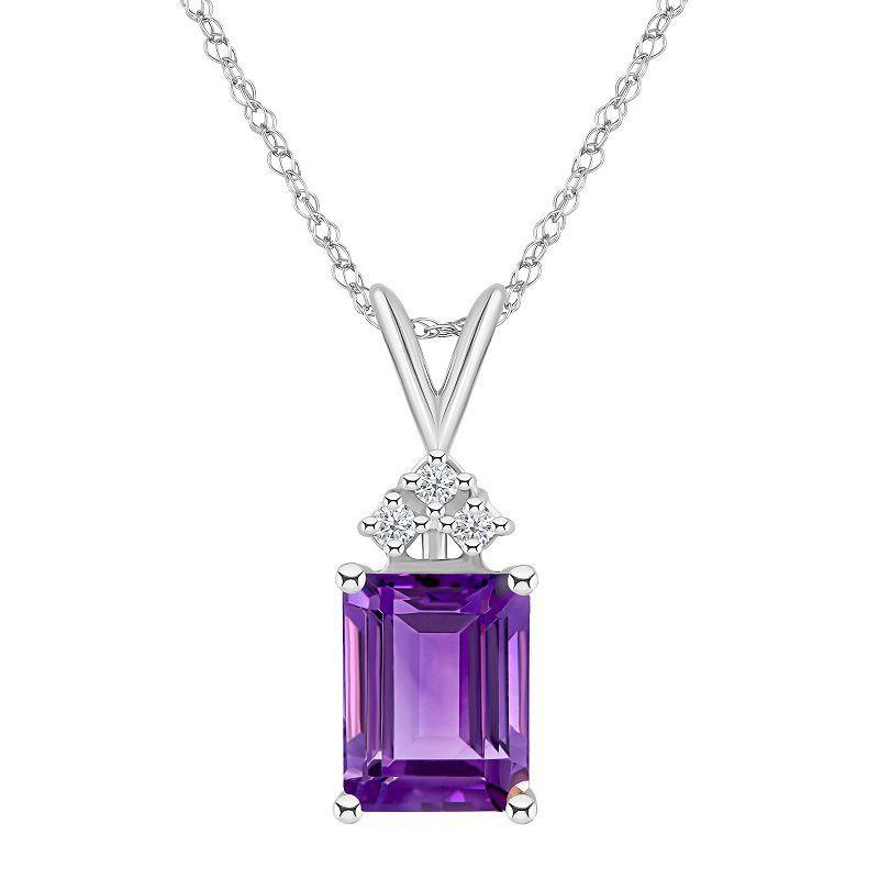 Celebration Gems 14k White Gold Gemstone & 1/10 Carat T.W. Diamond Pendant Necklace, Womens Citrine Product Image