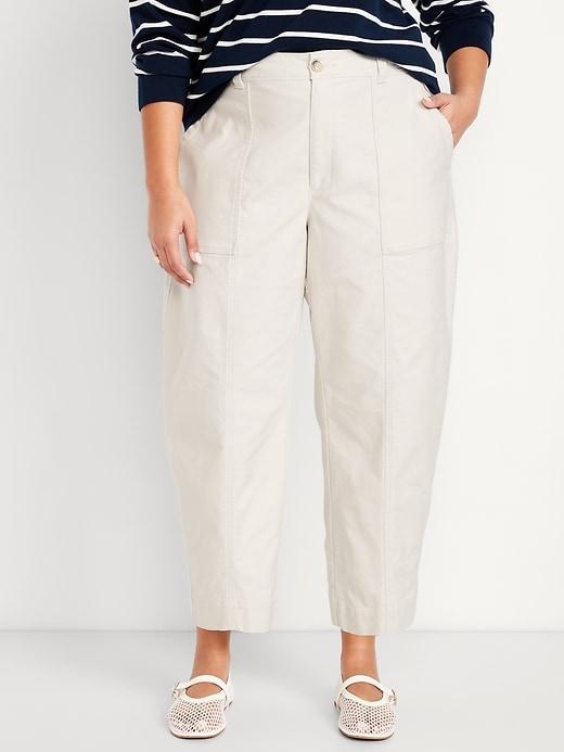 High-Waisted Canvas Barrel Ankle Pants Product Image