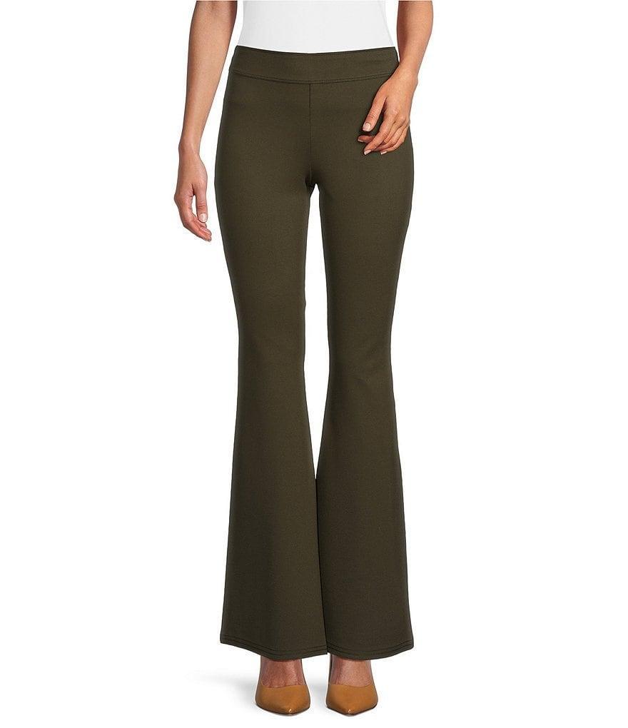 Slim Factor by Investments Ponte Knit Classic Waist Flare Leg Pants Product Image