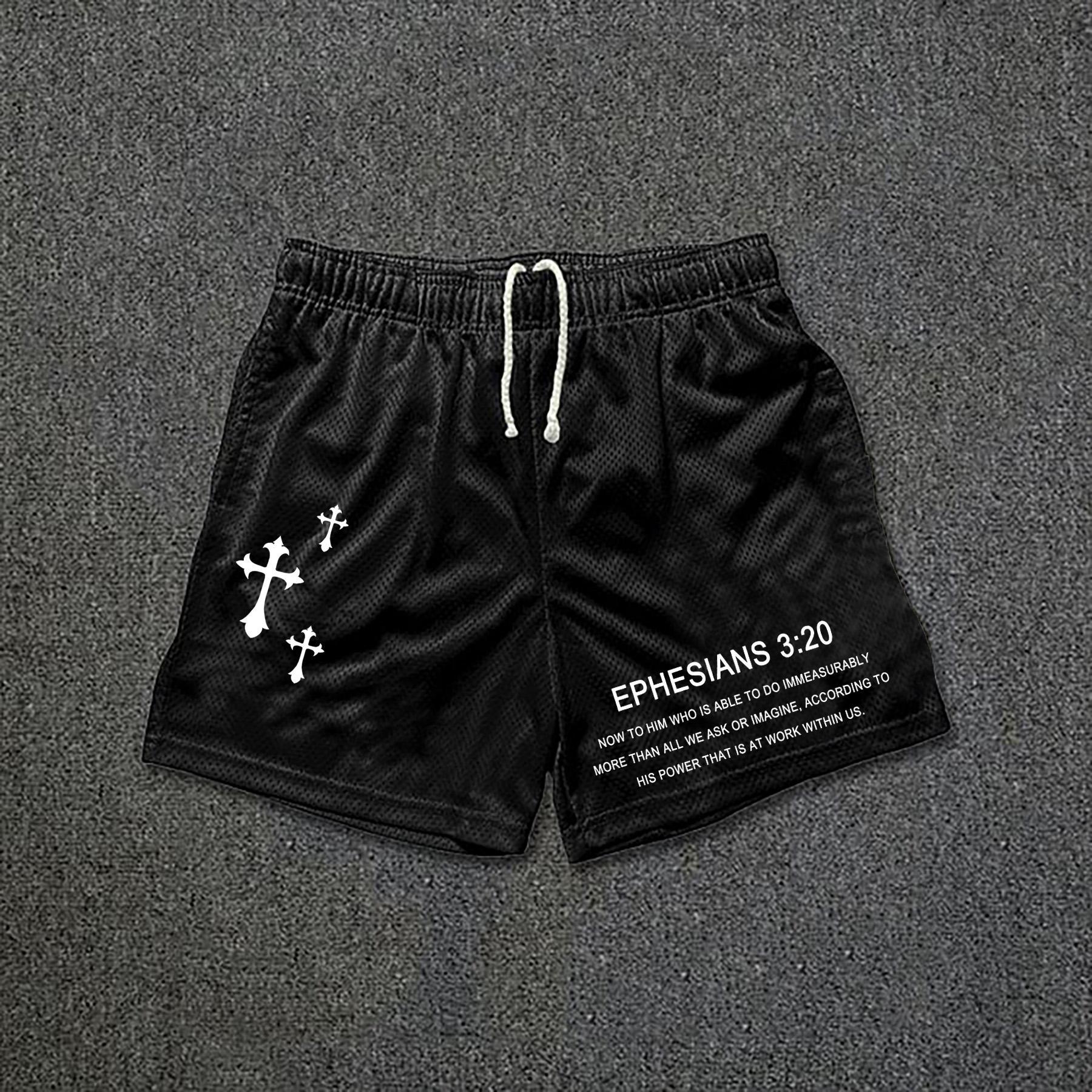 Men's Bible Ephesians 3 20 Mesh Drawstring Shorts Product Image