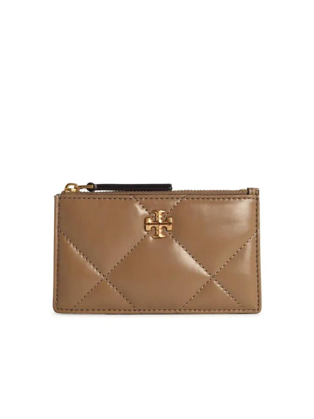 TORY BURCH Kira Beige Leather Card Holder Product Image