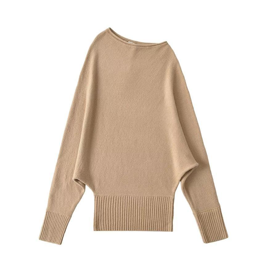 Asymmetrical Neck Mini Sheath Sweater Dress Product Image