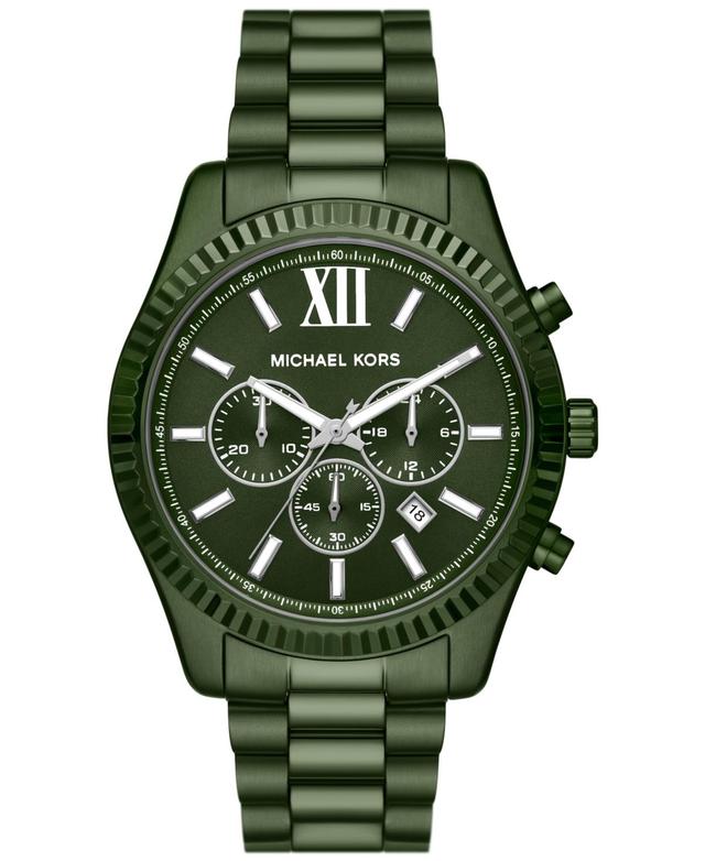 Michael Kors Mens Lexington Chronograph Olive Stainless Steel Watch 44mm Product Image