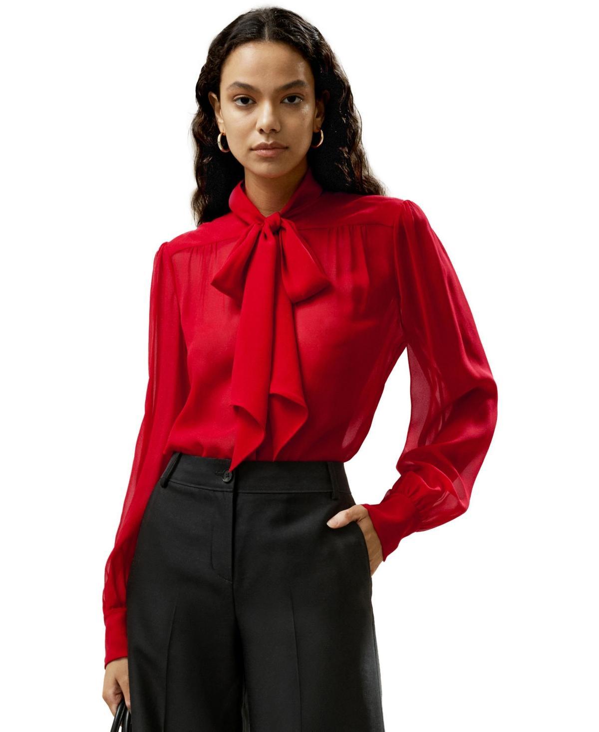 Lilysilk Womens Bow Tie Silk Jasmine Blouse Product Image