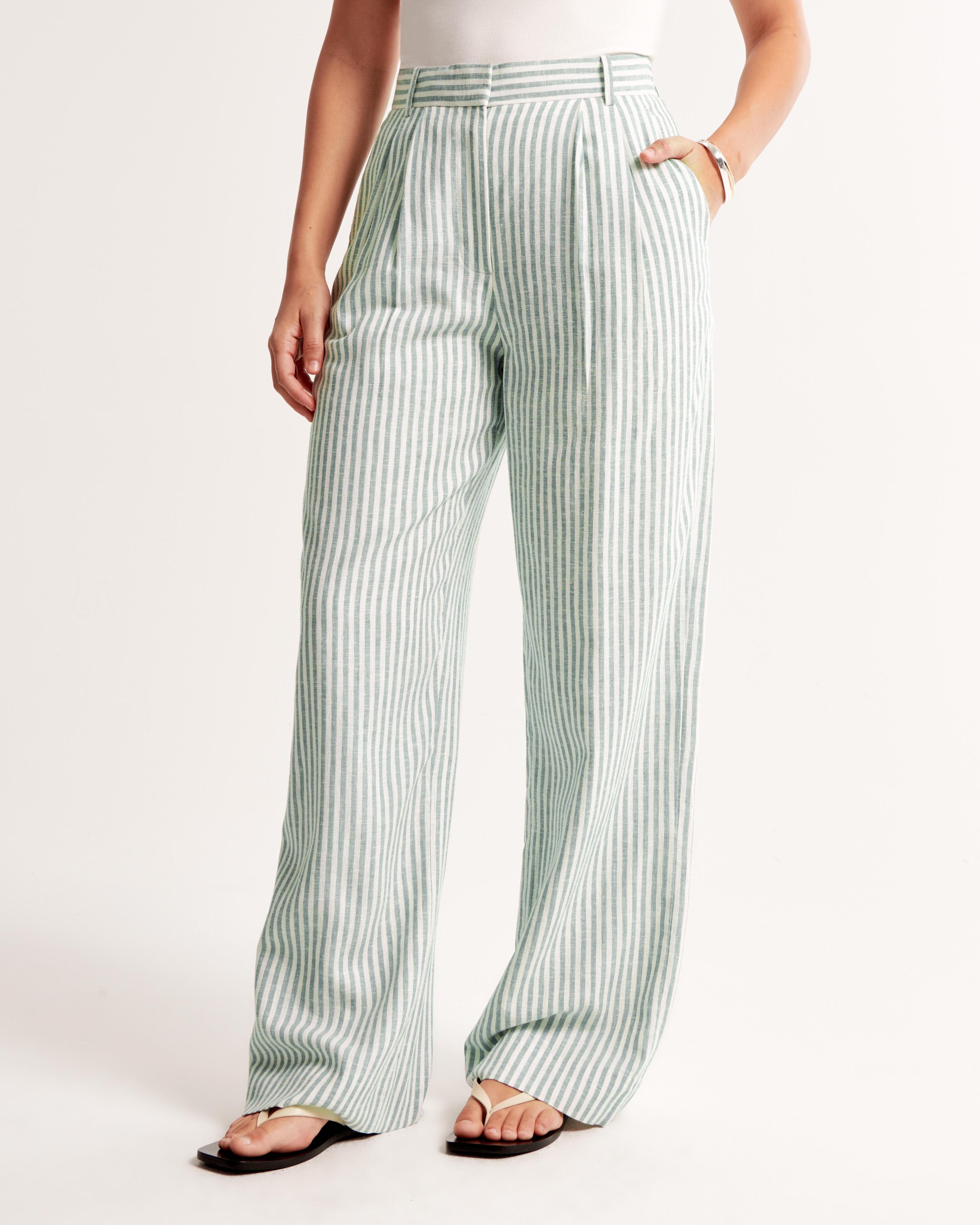 Curve Love A&F Sloane Tailored Linen-Blend Pant Product Image