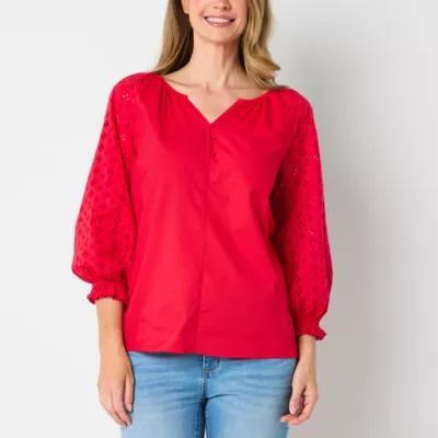 St. John's Bay Womens V Neck Blouse Product Image