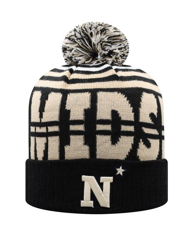 Mens Top of the World Black and Gold Navy Midshipmen Colossal Cuffed Knit Hat with Pom - Black Product Image