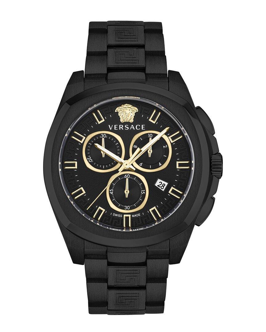 VERSACE Geo Chrono Bracelet Watch In Black Product Image