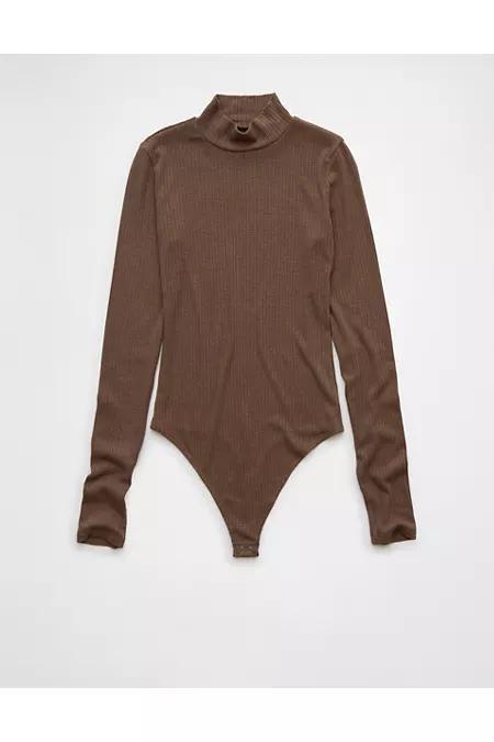 AE Long-Sleeve Mock Neck Pointelle Bodysuit Women's Product Image