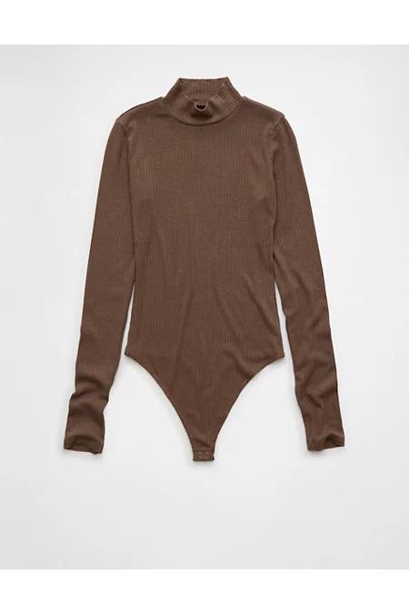 AE Long-Sleeve Mock Neck Pointelle Bodysuit Women's Product Image