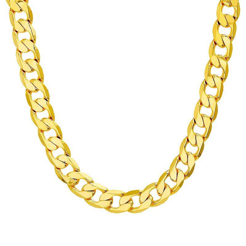 Mens 14k Gold Plated 12 mm Curb Chain Necklace Yellow Product Image