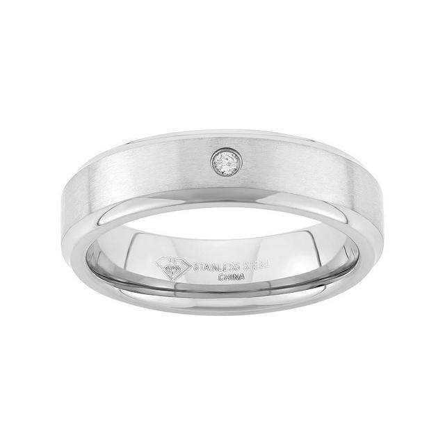 Diamond Accent Stainless Steel Wedding Band - Men, Mens Grey Product Image