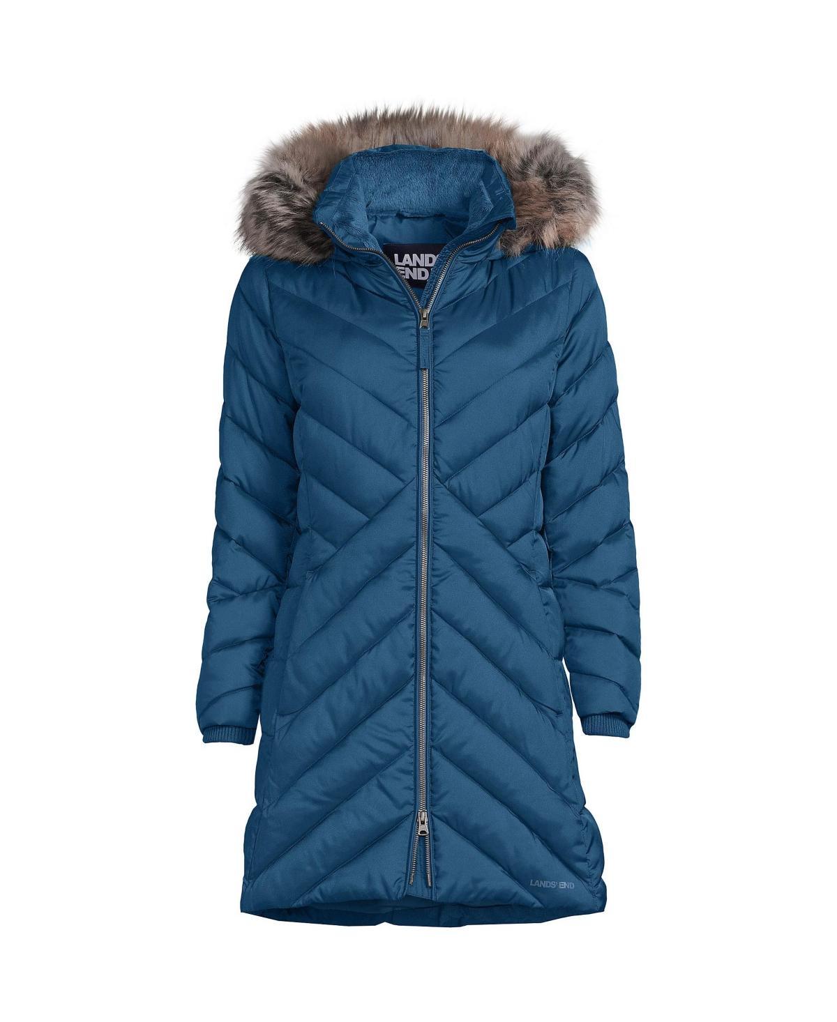 Womens Lands End Insulated Plush Lined Winter Coat Green Product Image