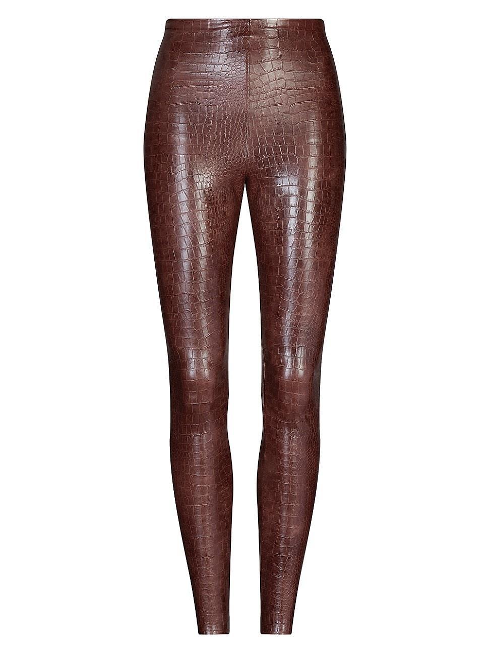 Womens Faux-Leather Croc Leggings Product Image