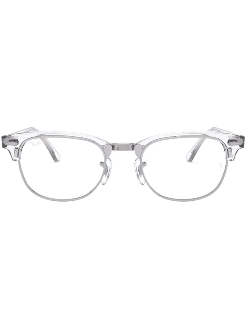 RAY BAN Clubmaster Optics Eyeglasses Transparent Frame Clear Lenses 49-21 In White Transparent Product Image