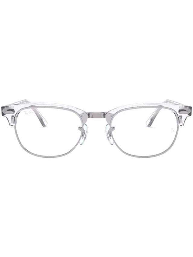 RAY BAN Clubmaster Optics Eyeglasses Transparent Frame Clear Lenses 49-21 In White Transparent Product Image