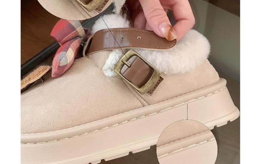 Bear Applique BOw Buckled Ankle Boots Product Image