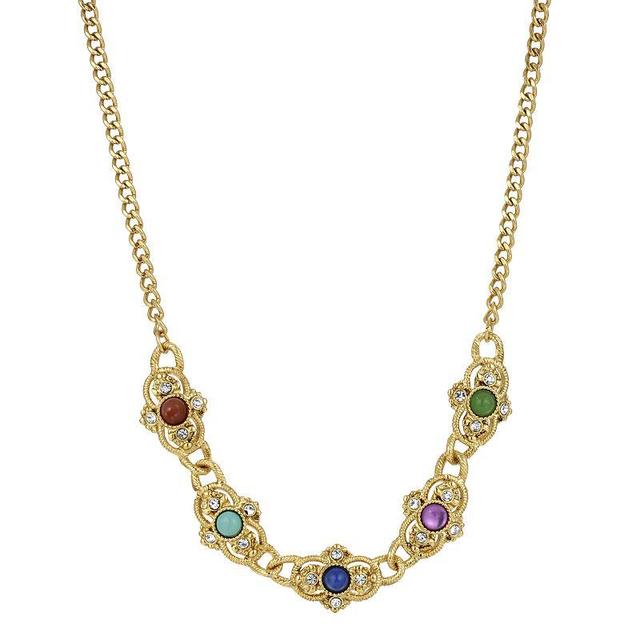 1928 Gold Tone Multi Color Simulated Stone Collar Necklace, Womens Product Image