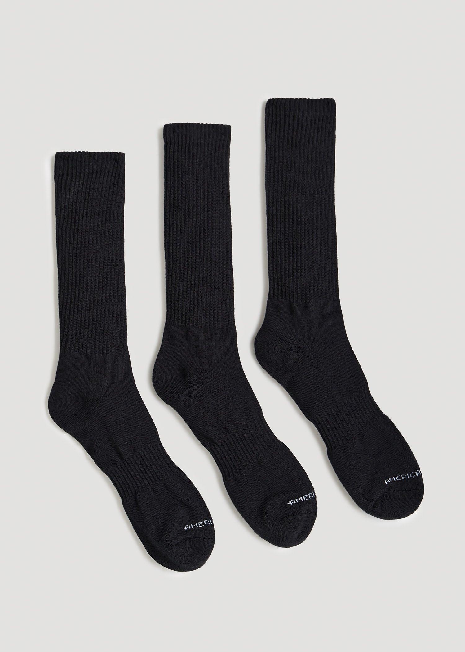 Men's Athletic Crew Socks (X-Large Size: 13-15) | Black 3 Pack Product Image