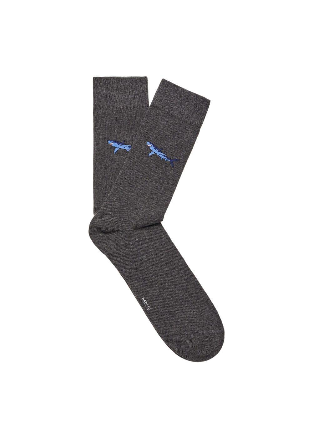 MANGO MAN - Animal embroidered cotton socks greyMen Product Image