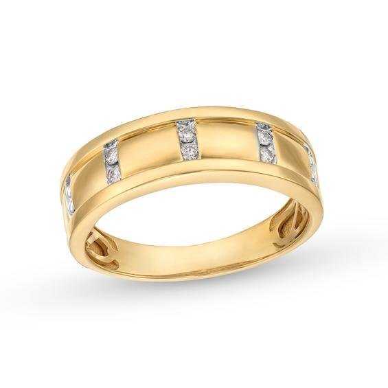 Men's 1/10 CT. T.w. Diamond Vertical Channel Band in 10K Gold Product Image