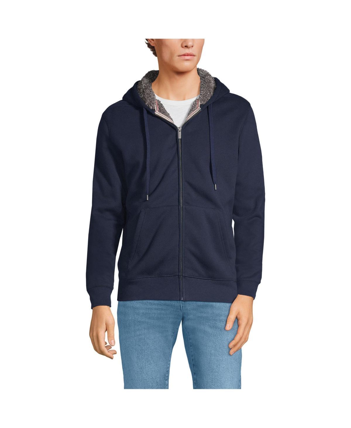 Big & Tall Lands End Serious Sweats Full-Zip Sherpa Hoodie, Mens Radiant Blue Product Image