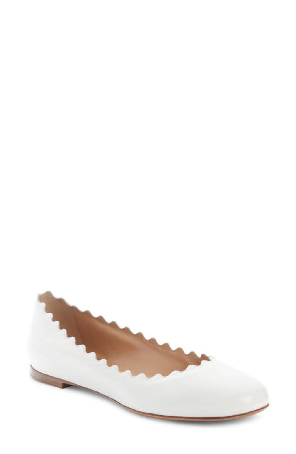 Lauren Leather Ballet Flats In White Product Image