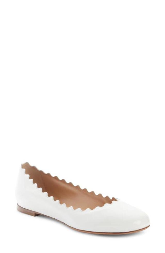 Lauren Leather Ballet Flats In White Product Image