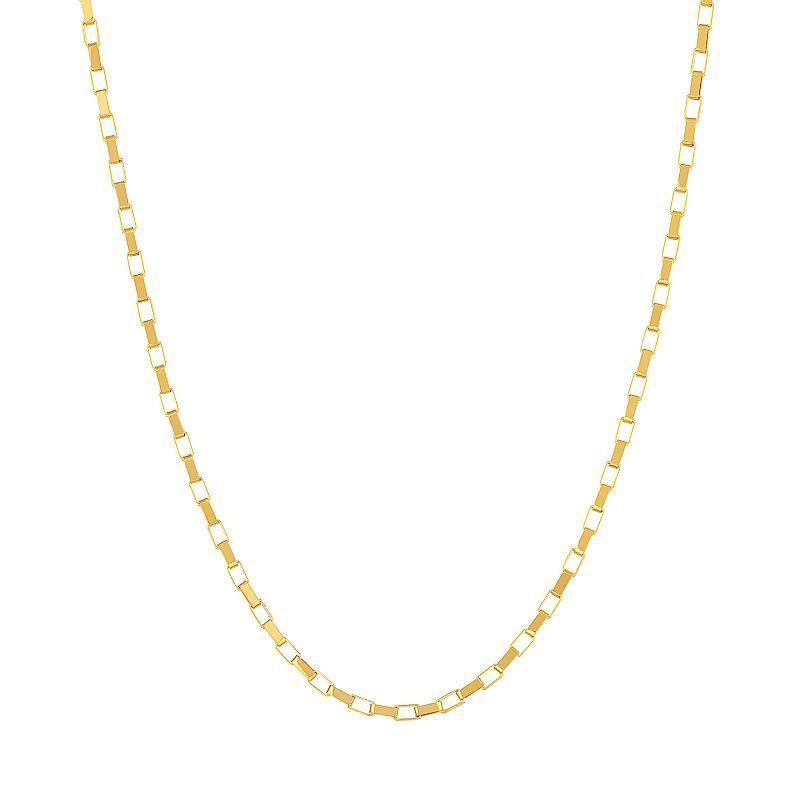 14k Gold Long Link Box Chain Necklace, Womens Yellow Product Image