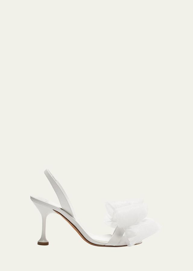 Isabelle Tulle Bow Slingback Sandals Product Image