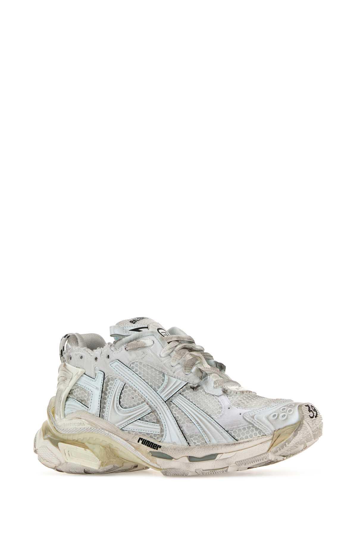 BALENCIAGA White Runner Lace Up Sneakers Product Image