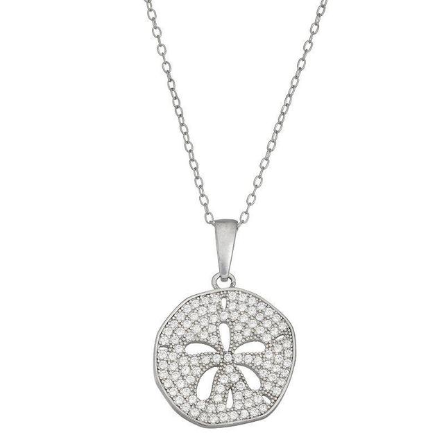 Sterling Silver Cubic Zirconia Sand Dollar Pendant Necklace, Womens Product Image