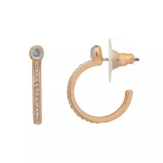 LC Lauren Conrad Gold Tone Simulated Crystal Pave Nickel Free Hoop Earrings, Womens Product Image