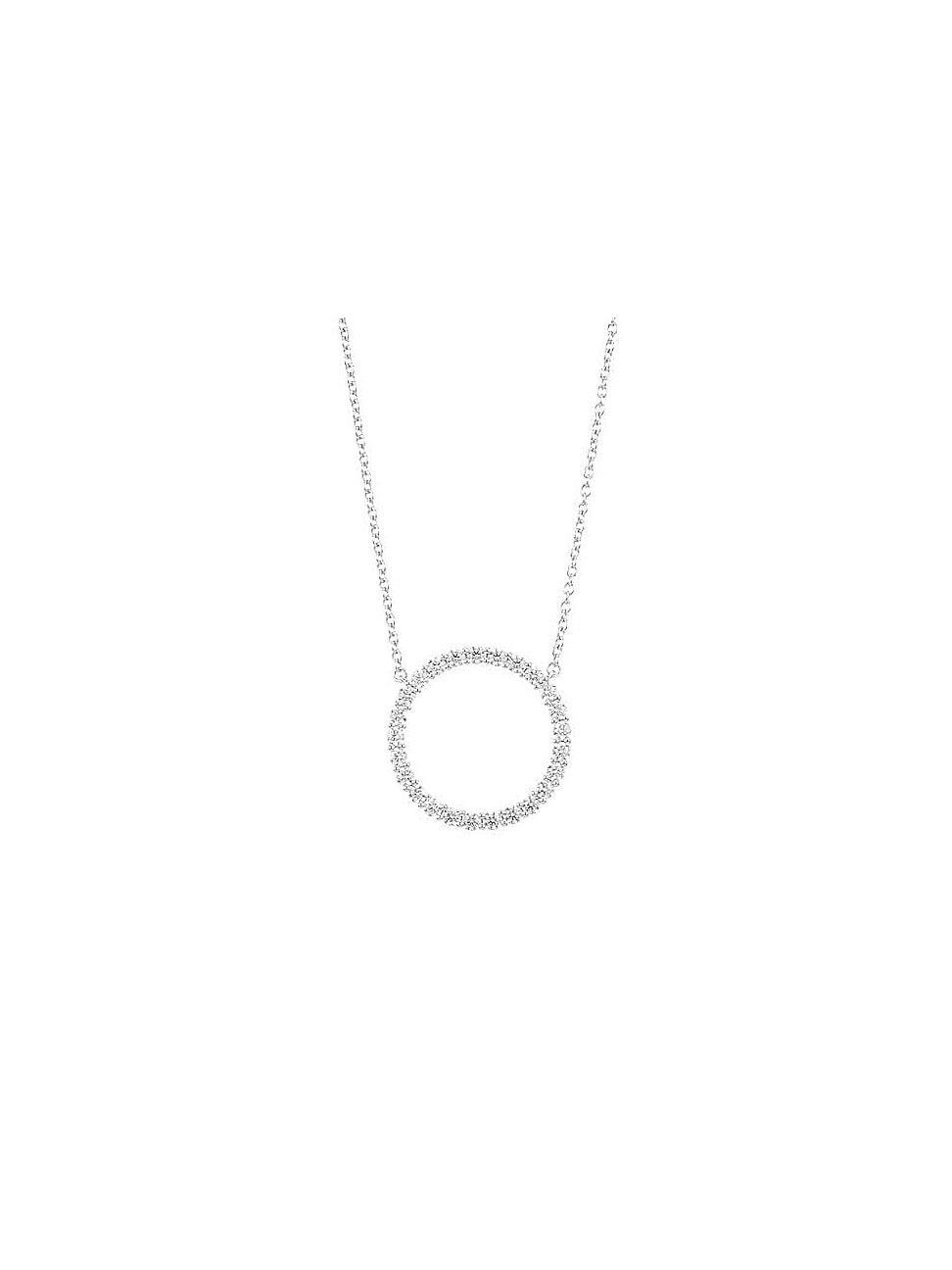 Womens 18K White Gold & Diamond Large Circle Pendant Necklace Product Image