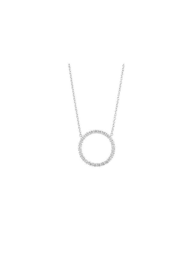 Womens 18K White Gold & Diamond Large Circle Pendant Necklace Product Image